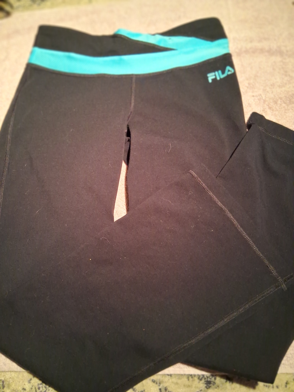 Fila Black Leggings with Teal Waistband